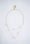 Coin Pearl Double-Layered Chain Necklace