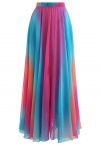 Tie Dye Chiffon Maxi Skirt in Blue