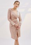 Dazzling Sequins Velvet Cocktail Dress in Rose Gold