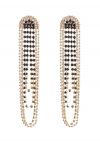 Gold Bead Diamond String Earrings