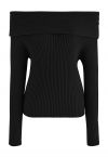 Courtly Off-Shoulder Knit Top in Black