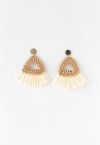 Triangle Rattan Raffia Tassel Earrings