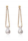 Irregular Pearl Diamond Drop Earring in Cream