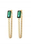 Emerald Cut Golden Chain Drop Earrings