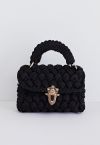 Braided Chunky Knit Mini Bag in Black