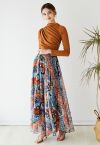 Bohemian Blossom Print Chiffon Maxi Skirt