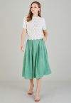 Side Pocket Pleated Tweed Midi Skirt