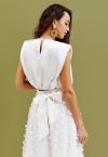 Satin Tie Back Sleeveless Top in White