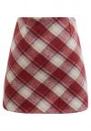 Iconic Plaid Pattern Mini Bud Skirt in Red