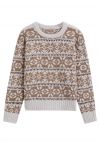 Retro Fair Isle Contrast Jacquard Knit Sweater