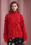 Knit Your Love Turtleneck Sweater in Red