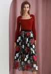 Enchanted Romance Floral Embroidered Mesh Tulle Skirt