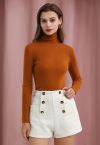 Basic High Neck Soft Knit Top in Pumpkin