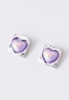 Laser Violet Heart Square Shape Earrings