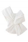 Striking Bowknot One Shoulder Crop Top in White