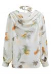 Watercolor Floral Print Satin Top with Choker in Pistachio