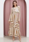 Color Block Pleated Maxi Skirt