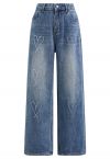 Rhinestone Heart Straight-Leg Jeans in Medium Wash