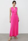 Twist and Tie Wide-Leg Jumpsuit in Hot Pink