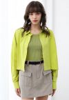 Chic Button Down Crop Shirt in Lime