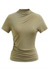 Side Ruched Detail Soft Touch Top in Moss Green