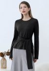 Embrace Softness Tie-Waist Cotton Top in Black