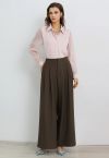 Allure in Motion Elastic Waist Pleats Palazzo Pants in Brown