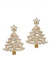 Star-Topped Christmas Tree Earrings in White