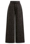 Classic Belted High-Waist Wide-Leg Jeans in Leopard Print