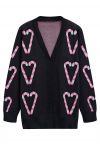 Contrast Candy Cane Pattern Knit Cardigan