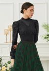 Floral Lace Panelled Velvet Fitted Top