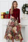 Painting Bloom Jacquard A-Line Midi Skirt