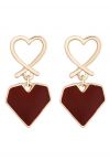 Scarlet Red Heart Shape Drop Earrings