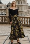 Golden Bouquet Jacquard Embossed Maxi Skirt