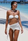 Rhinestone Heart Textured Bikini Set with Sarong