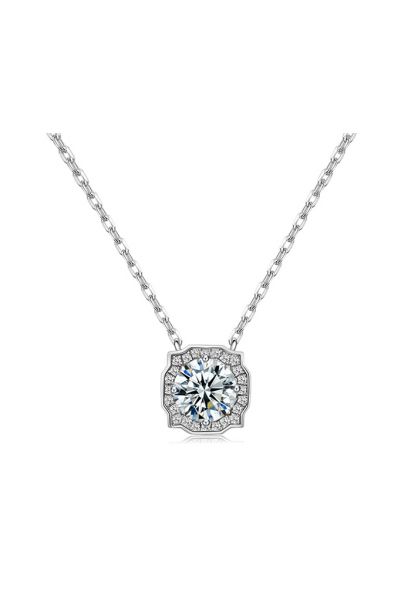 Square Edge Moissanite Diamond Necklace