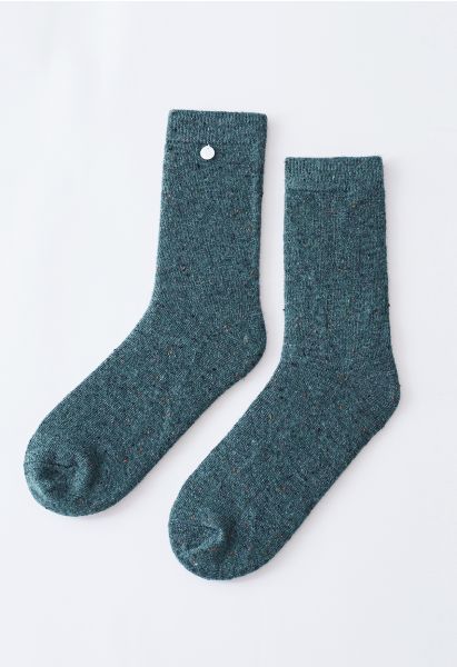 Mix Color Dots Wool-Blend Crew Socks in Turquoise
