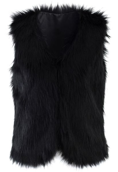 Chicwish Faux Fur Vest in Black