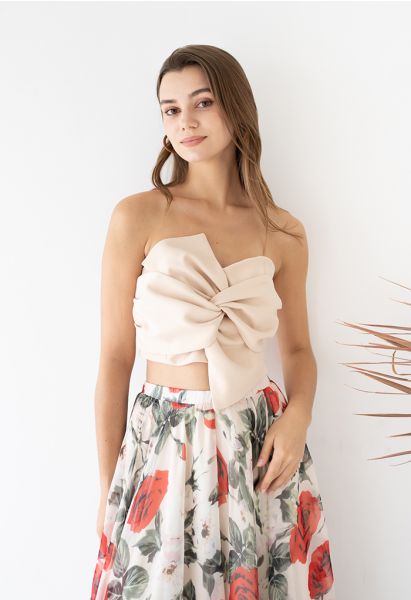 Sweet Knot Bustier Top in Cream