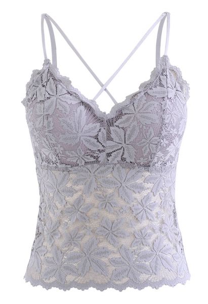 Blossom Lace Cami Bustier Top in Lilac