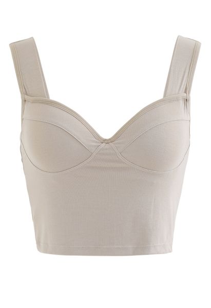 Solid Color Bustier Tank Top in Taupe