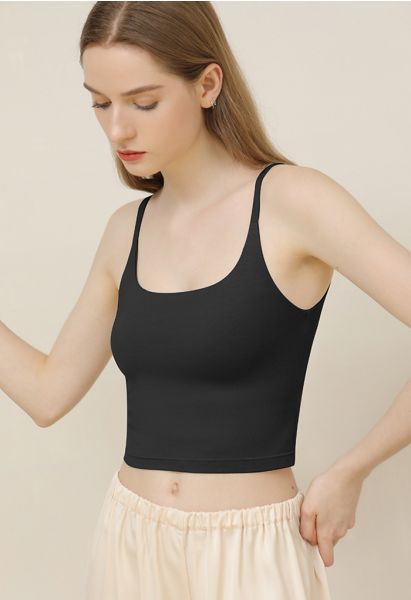 Built-in-Bra Comfy Tank Top in Black