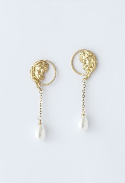 Golden Head Pearly Drop Earrings