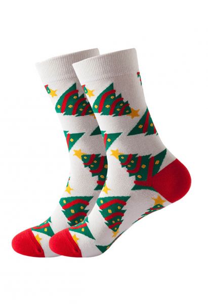 Christmas Vibe Jacquard Crew Socks in White