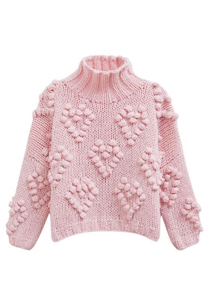 Knit Your Love Turtleneck Sweater in Pink