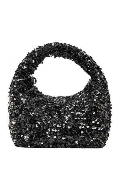Glamorous Sequin Mini Handbag in Black