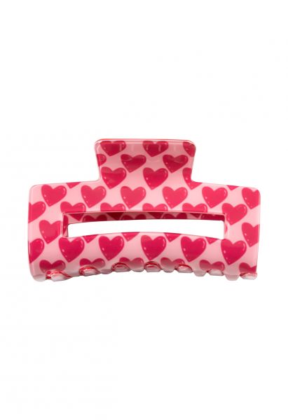 Hollow Out Cute Heart Hair Claw in Pink