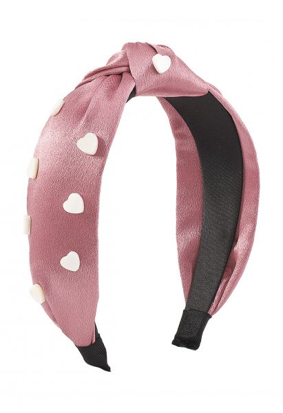 3D Heart Knotted Headband in Pink