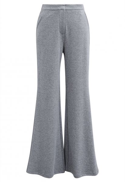 Side Pockets Flare Leg Pants in Grey