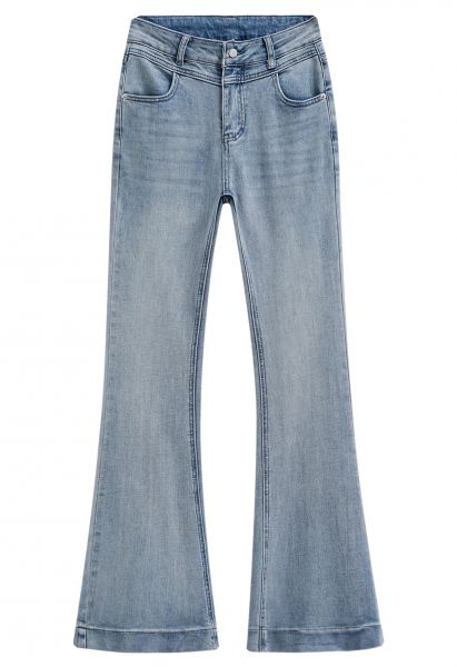 On-Trend High Waist Flare Leg Jeans in Blue